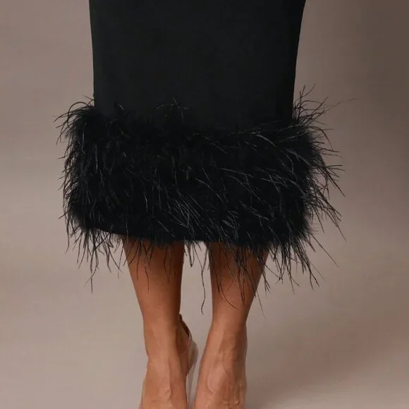 Black Party Women's Tube Top Midi Dress - Picture 6 of 8